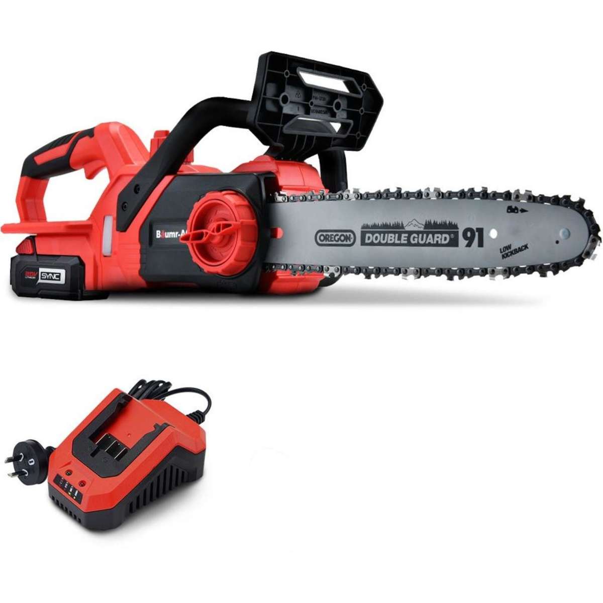 BaumrAG Electric Cordless Chainsaw 12 Inch Bar 4Ah Battery Powered 20V