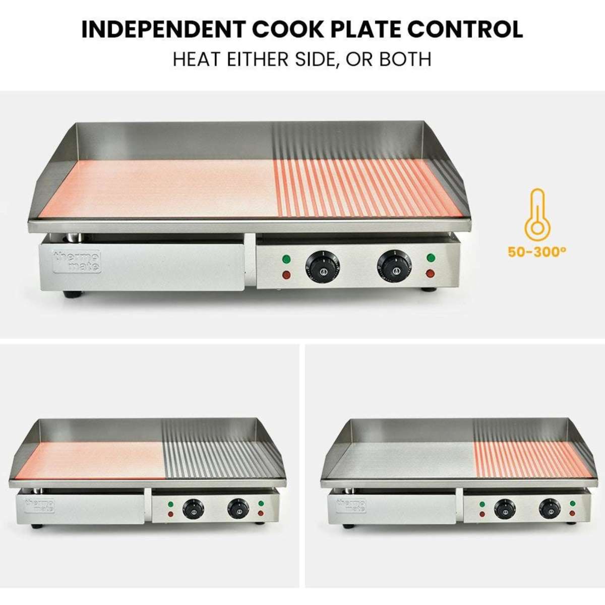 Thermomate Commercial Electric Griddle Extra Large 73x40cm 2 x 10A