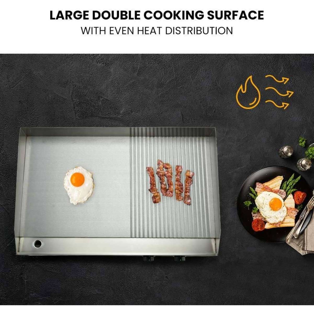 Thermomate Commercial Electric Griddle Extra Large 73x40cm 2 x 10A