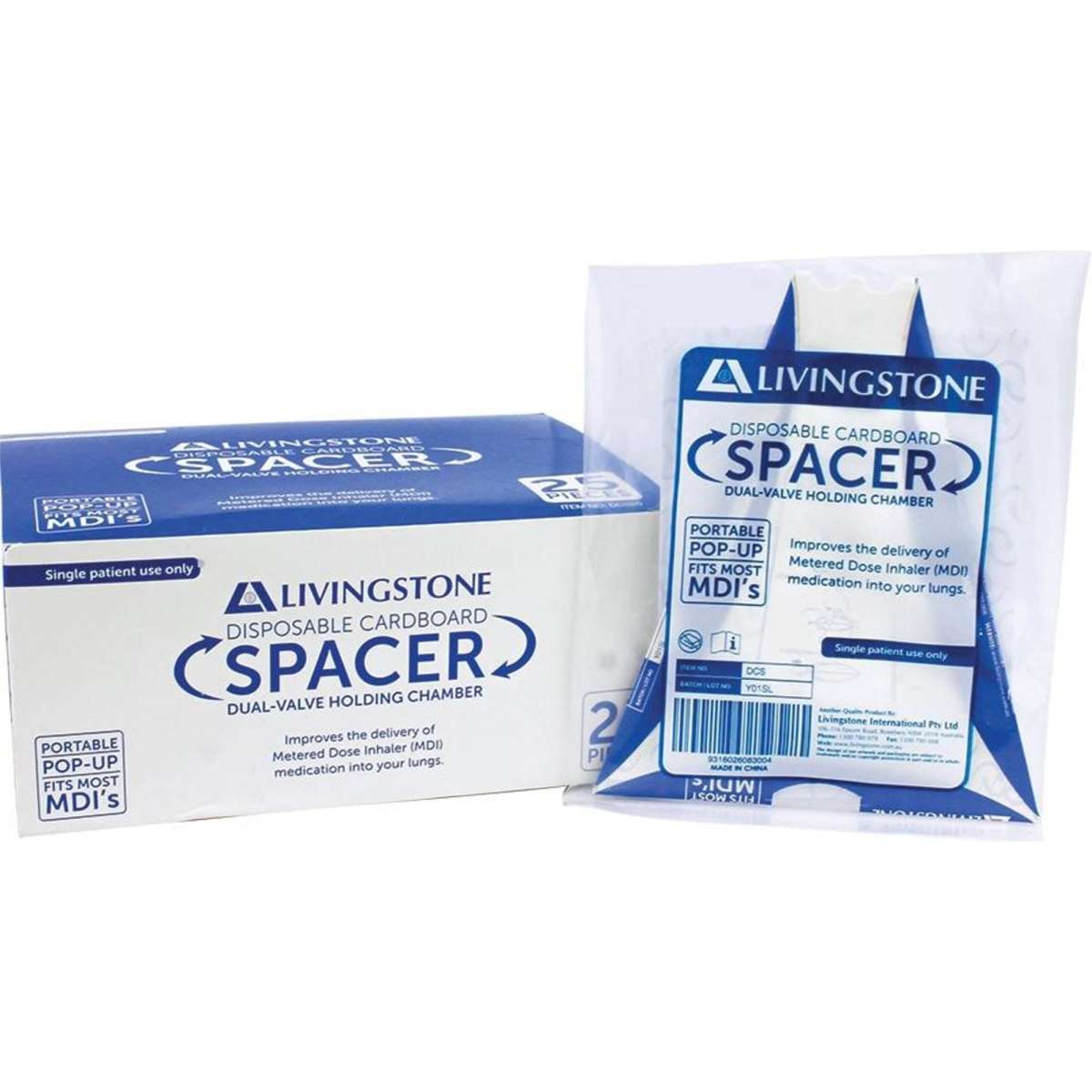 Livingstone Foldable Disposable Asthma Spacer 25 Box Woolworths
