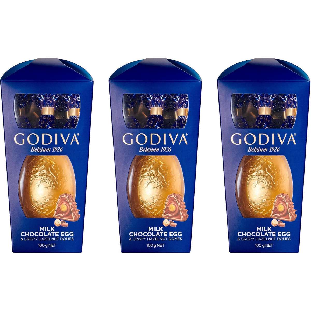 GODIVA Easter Milk Chocolate Egg & Hazelnut Crispy Domes, 100g (3 Pack