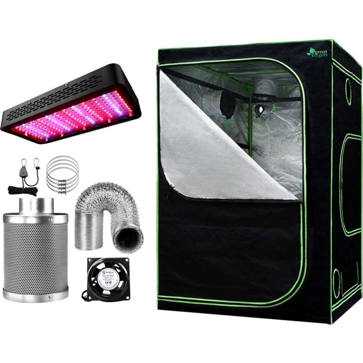 Greenfingers Grow Tent Light Kit 150x150x200CM 1200W LED 6" Vent Fan
