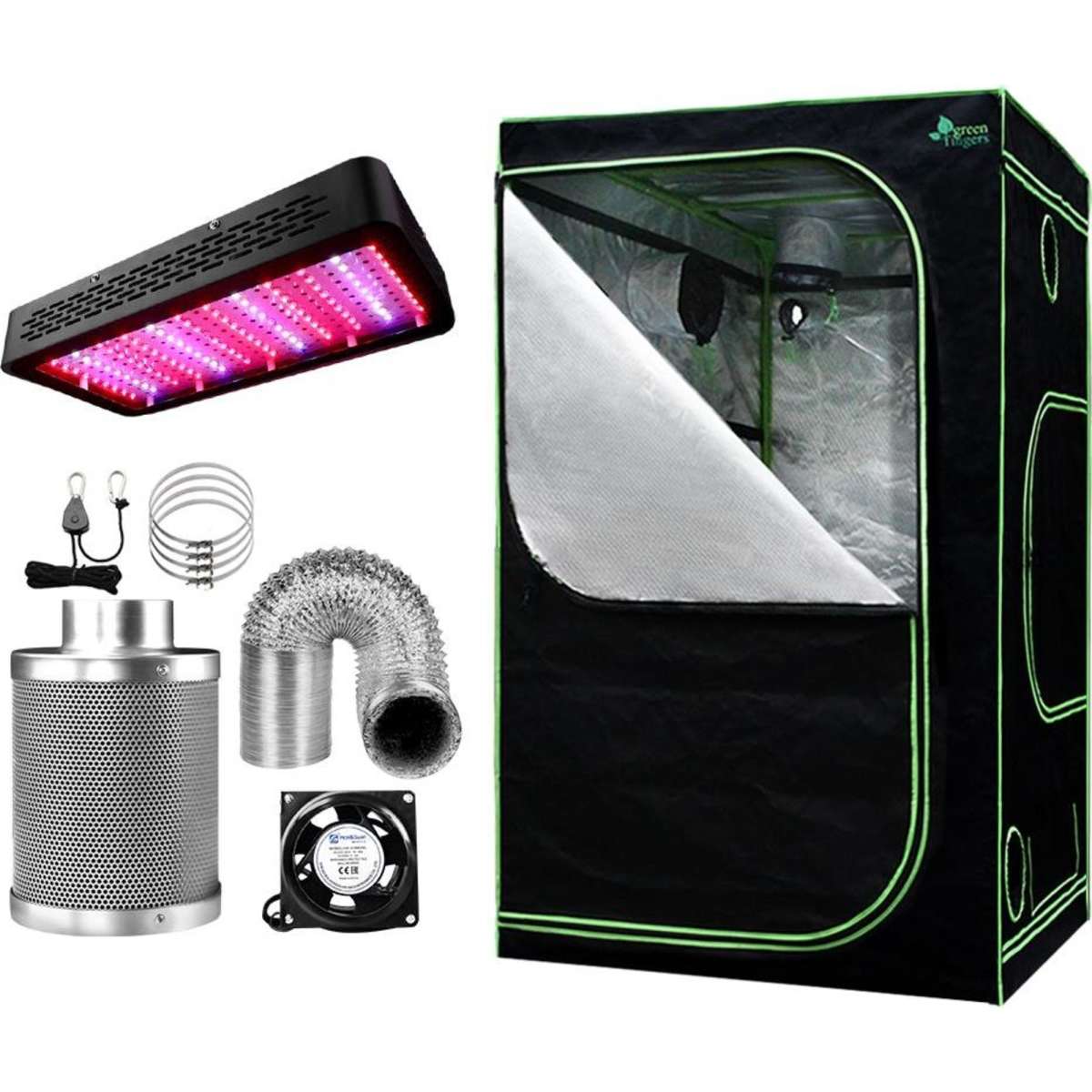 Greenfingers Grow Tent Light Kit 120x120x200CM 1200W LED 6" Vent Fan
