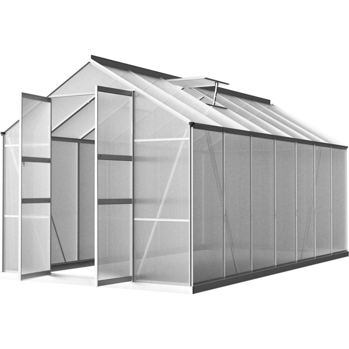Greenfingers Greenhouse 4.1x2.5x2.26M Double Doors Aluminium Green
