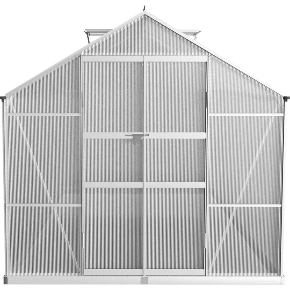 Greenfingers Greenhouse 4.1x2.5x2.26M Double Doors Aluminium Green ...