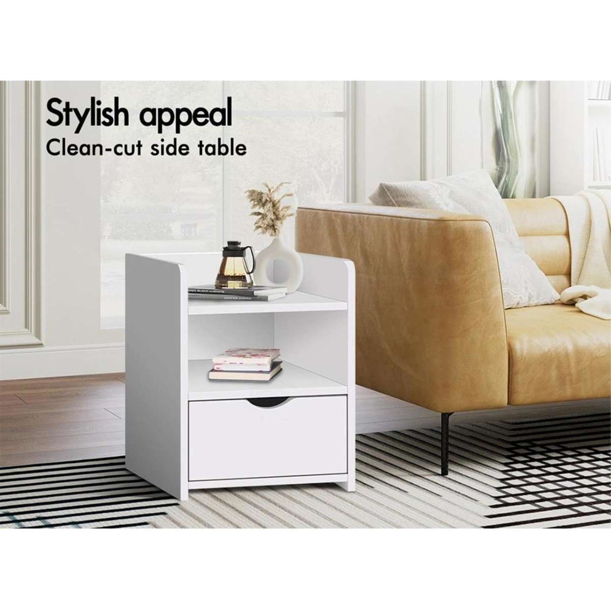 ALFORDSON Bedside Table Hamptons White Woolworths