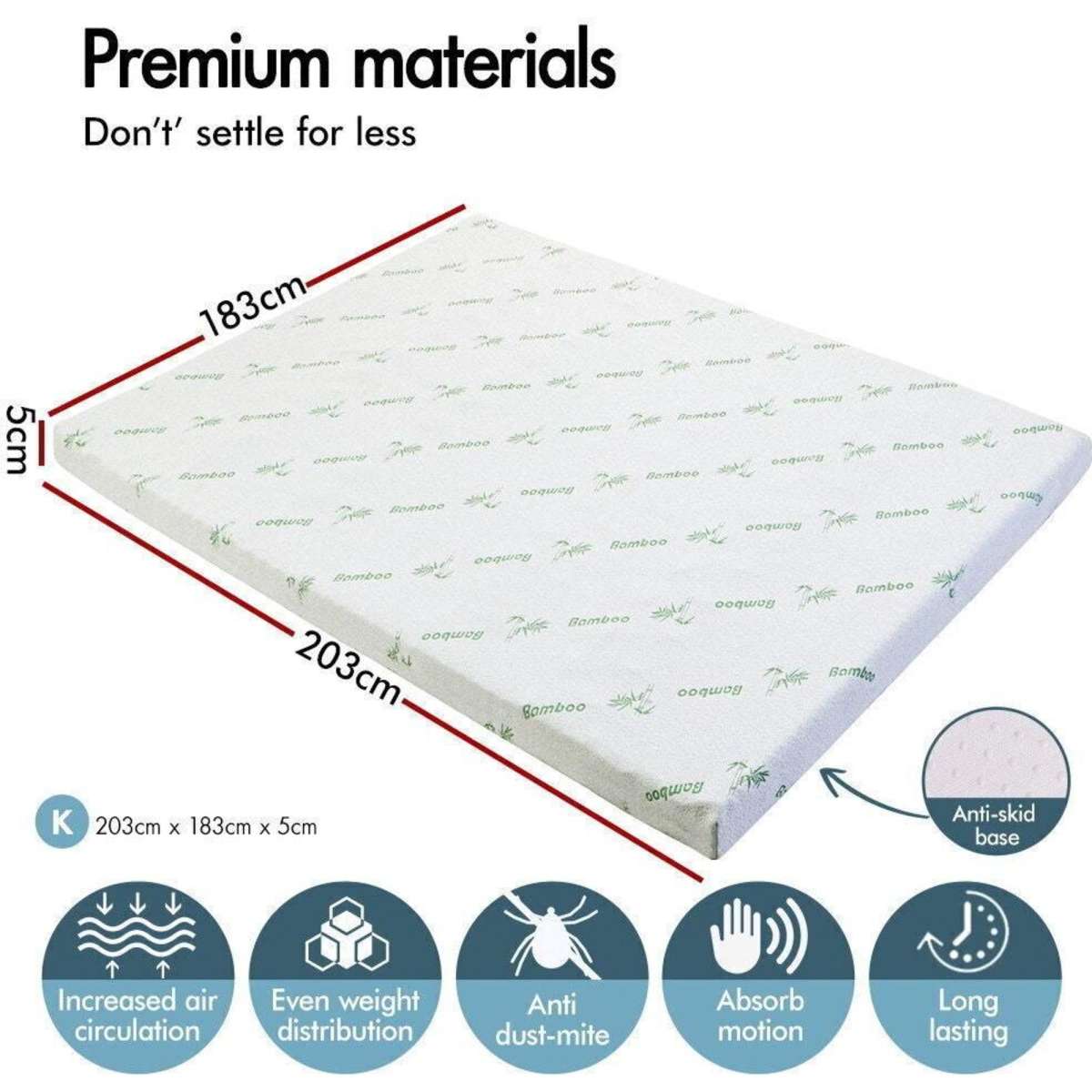 Starry Eucalypt Memory Foam Mattress Topper 7 Zone 5cm King Woolworths