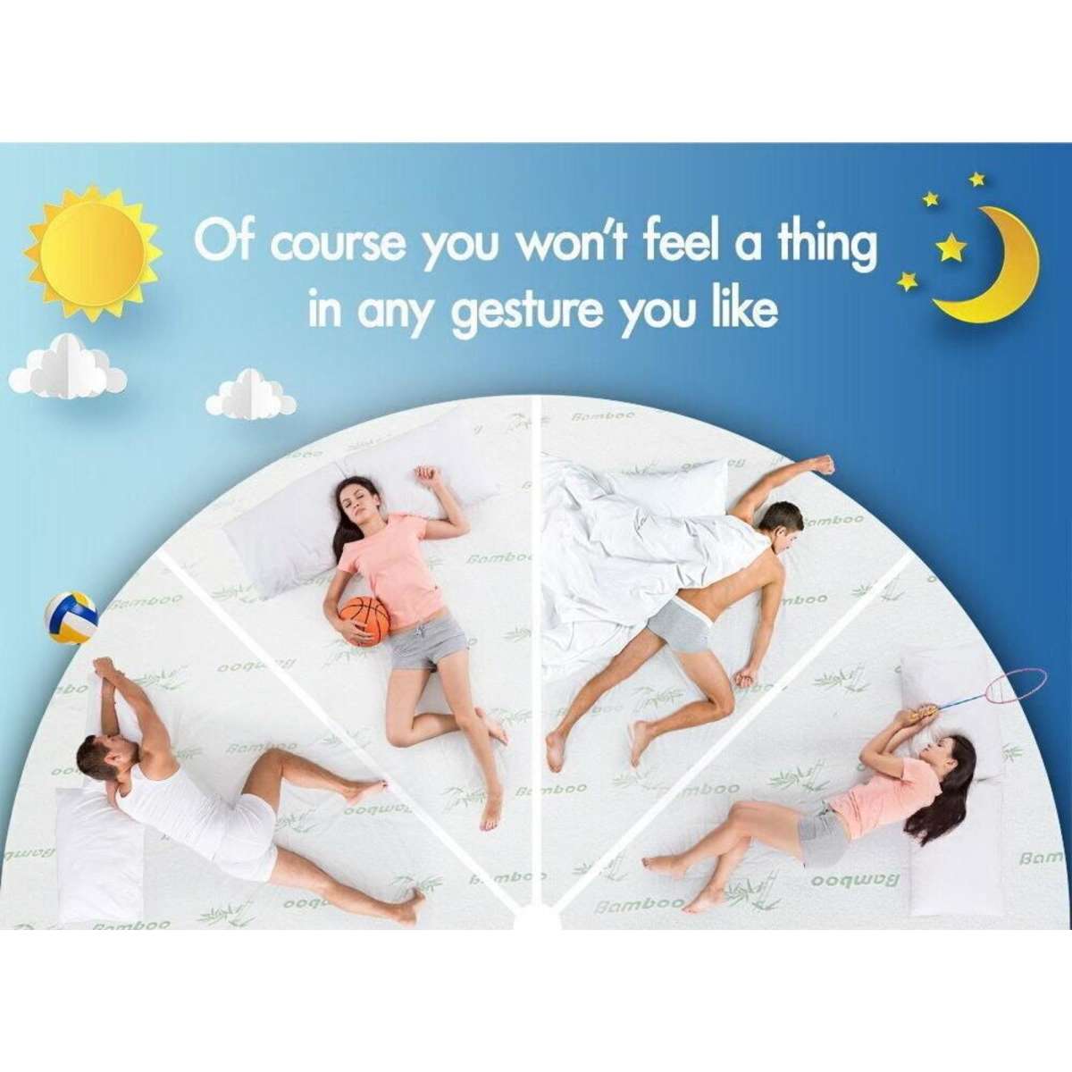 Starry Eucalypt Memory Foam Mattress Topper 7 Zone 5cm King Single