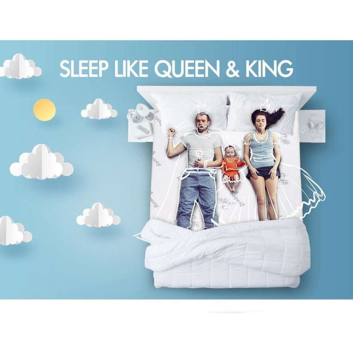 Starry Eucalypt Memory Foam Mattress Topper Graphite 8cm King Single