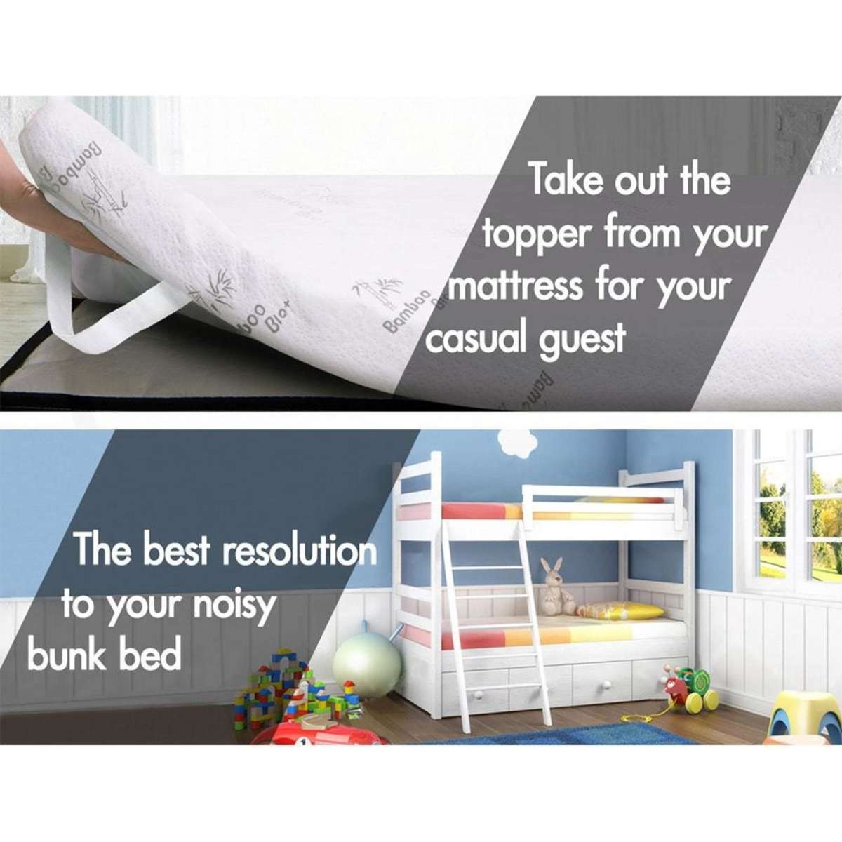 Starry Eucalypt Memory Foam Mattress Topper Graphite 8cm King Single