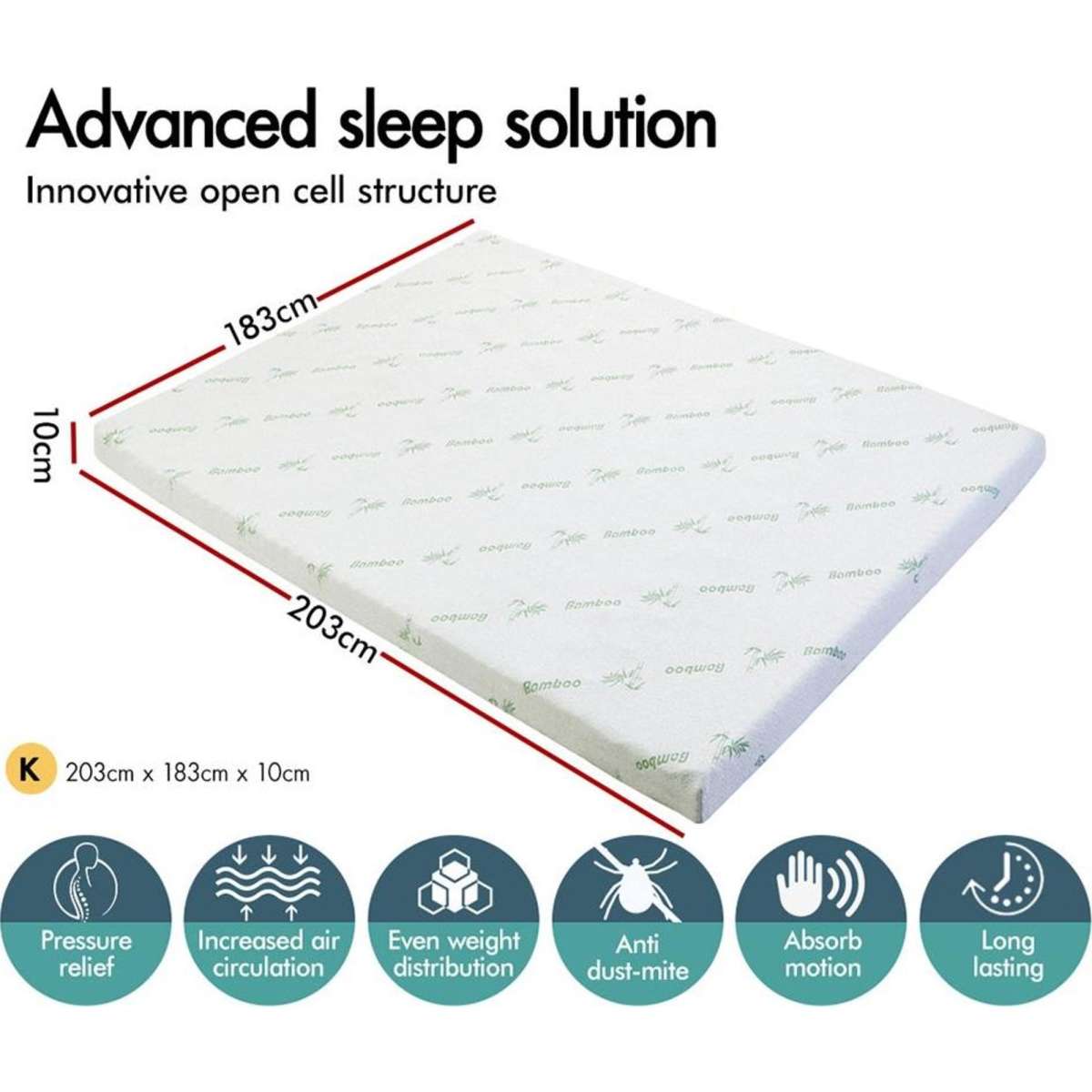 Starry Eucalypt Memory Foam Mattress Topper Cool Gel 10cm King Woolworths