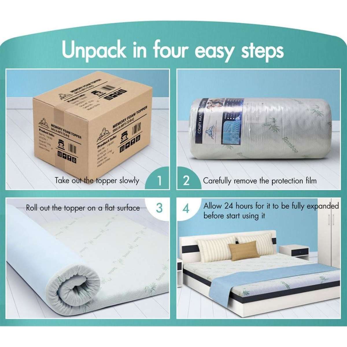 STARRY EUCALYPT Memory Foam Topper Cool Gel 10cm King Woolworths