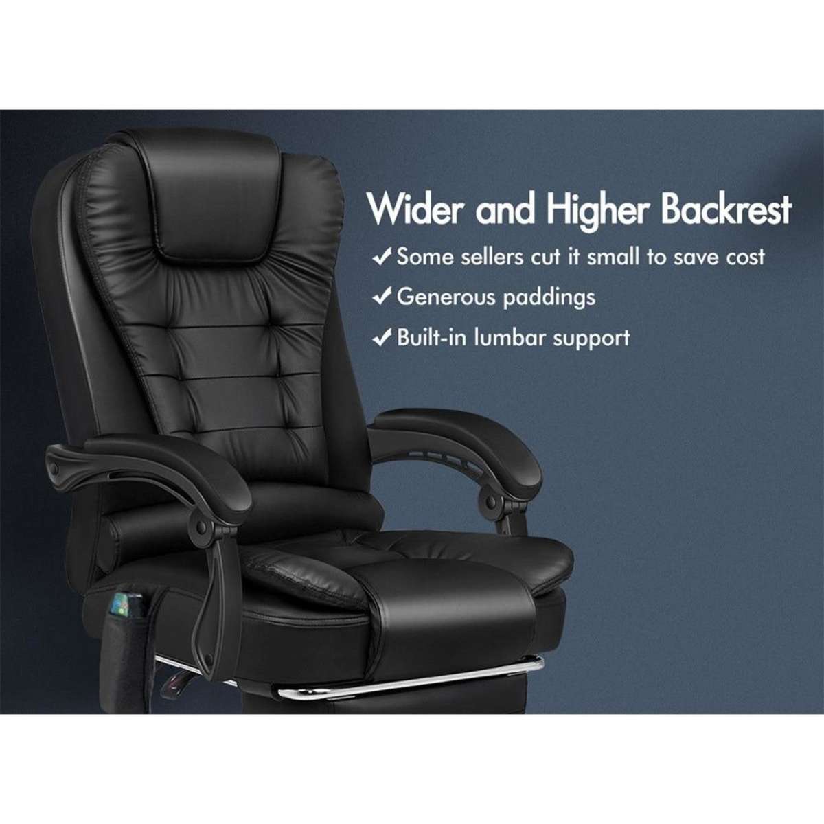 ALFORDSON Massage Office Chair Heated Seat Black Woolworths