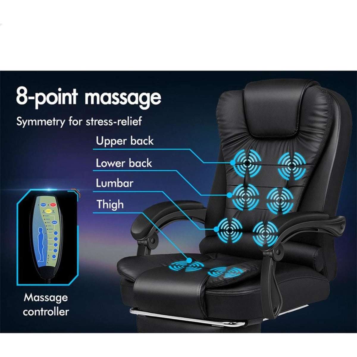 Alfordson Massage Office Chair Heated Seat Black Woolworths