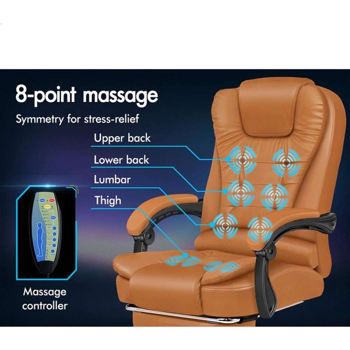 Alfordson Massage Office Chair Heated Seat Brown Woolworths