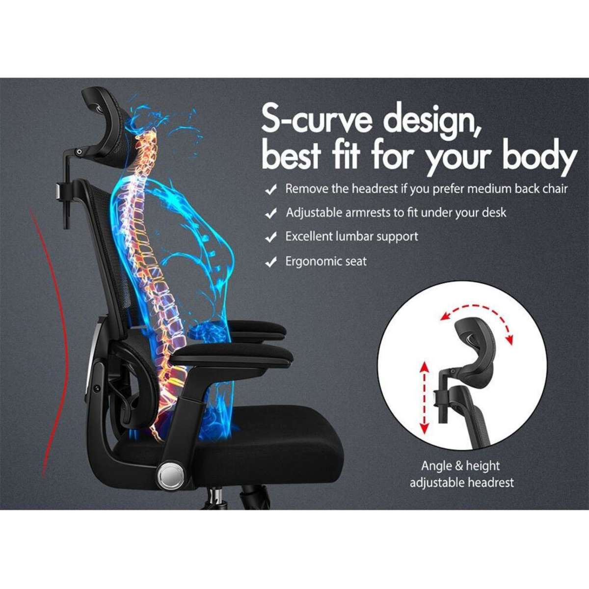 Alfordson Mesh Office Chair Ergonomic Black Woolworths