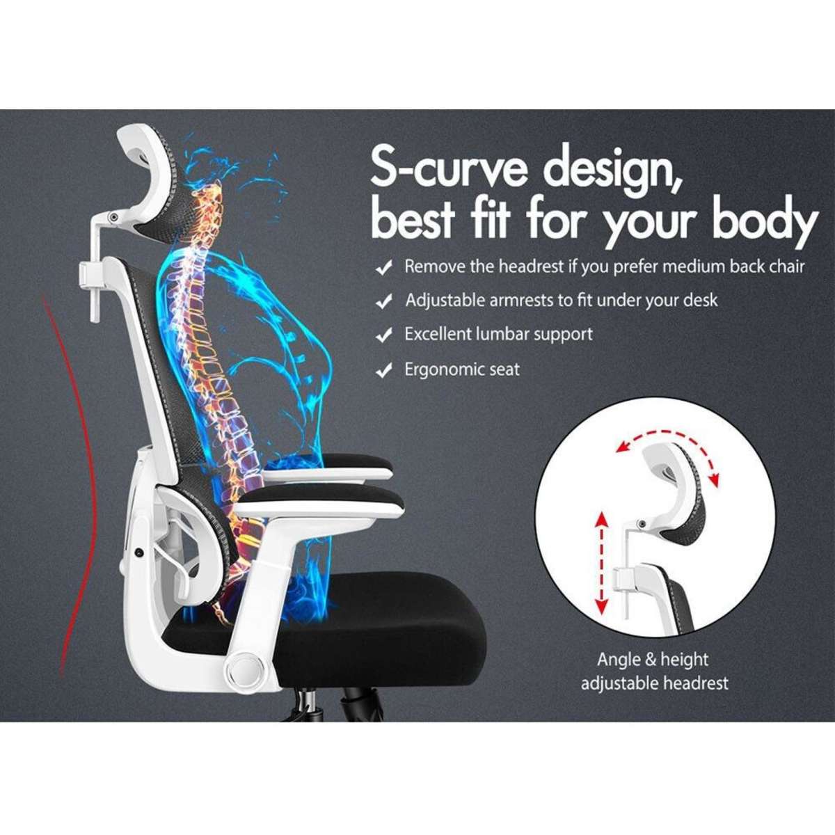 Alfordson Mesh Office Chair Executive Computer Chairs Study Work Gaming