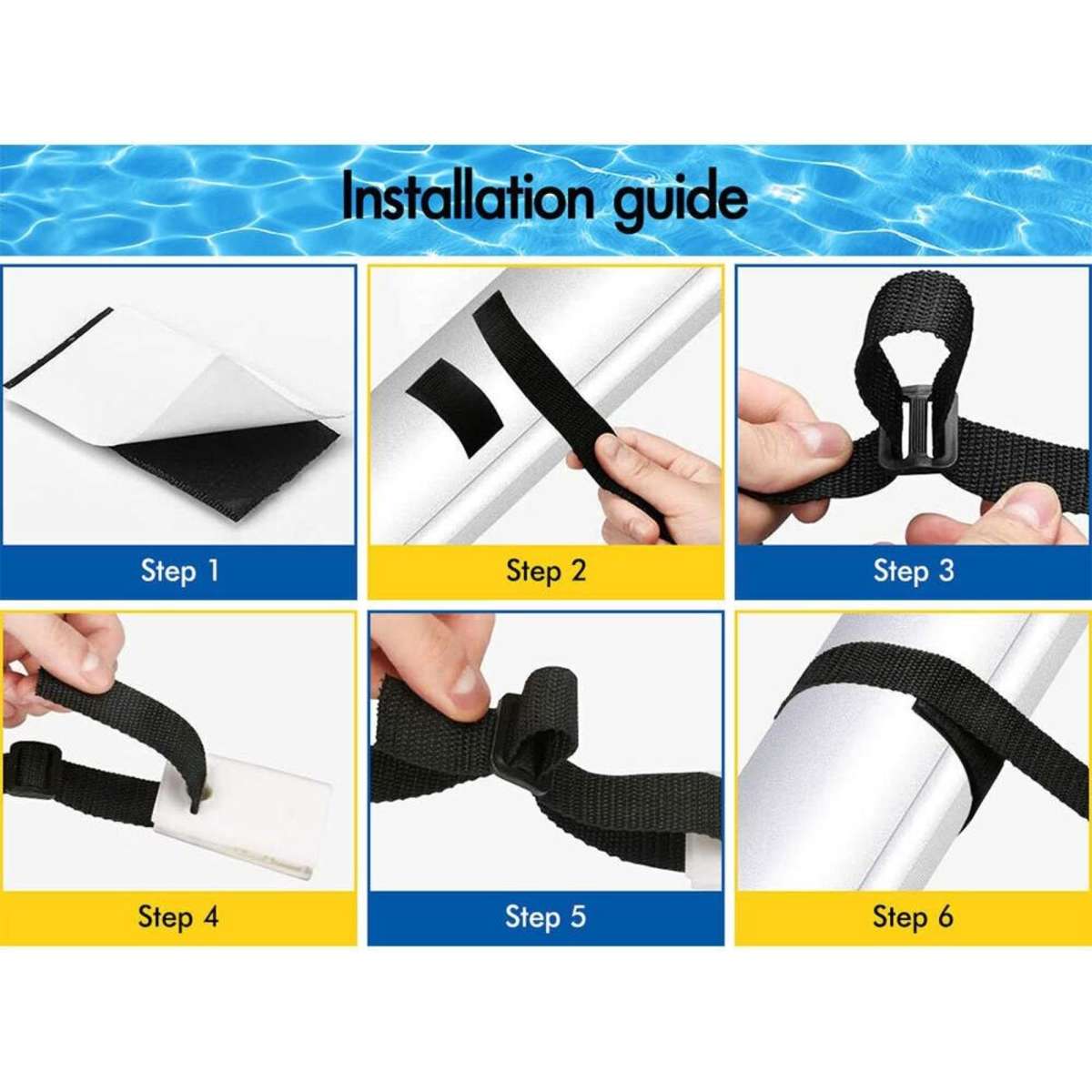 Alfordson Pool Cover Roller Straps Kit 8PCS Swimming Pool Blanket