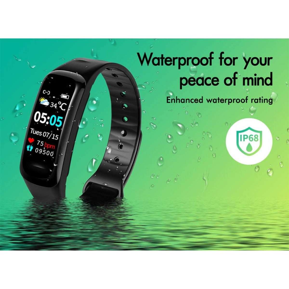 Black Lord Bluetooth Smart Bracelet Heart Rate Monitor Smart Watch
