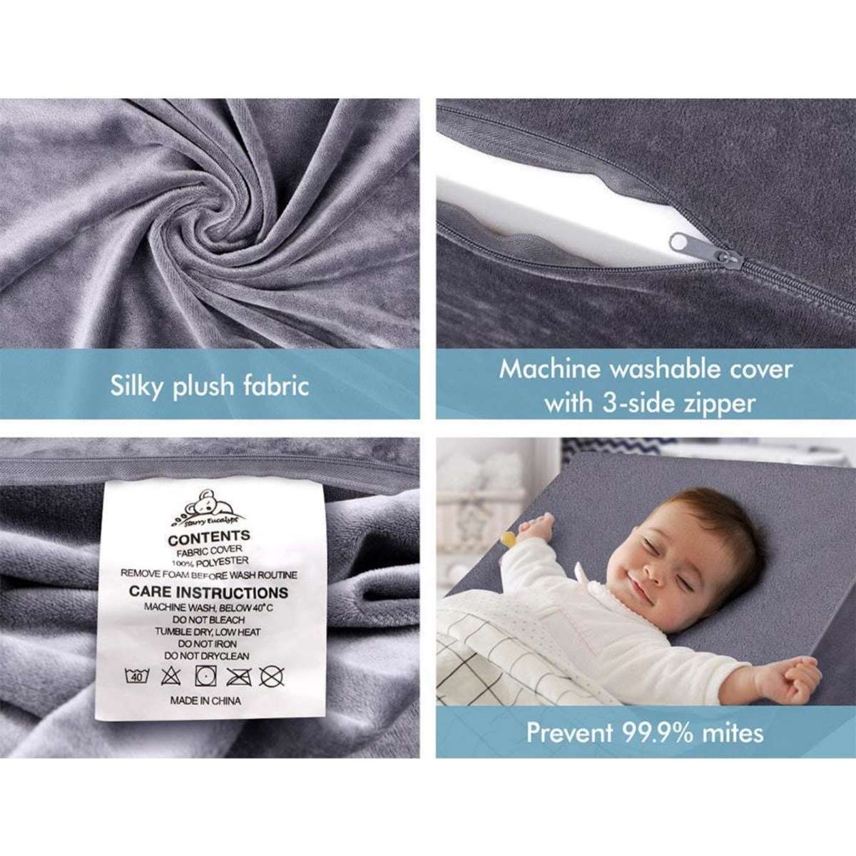 Starry Eucalypt Wedge Pillow Memory Foam Cushion Back Support Plush Pillows Woolworths