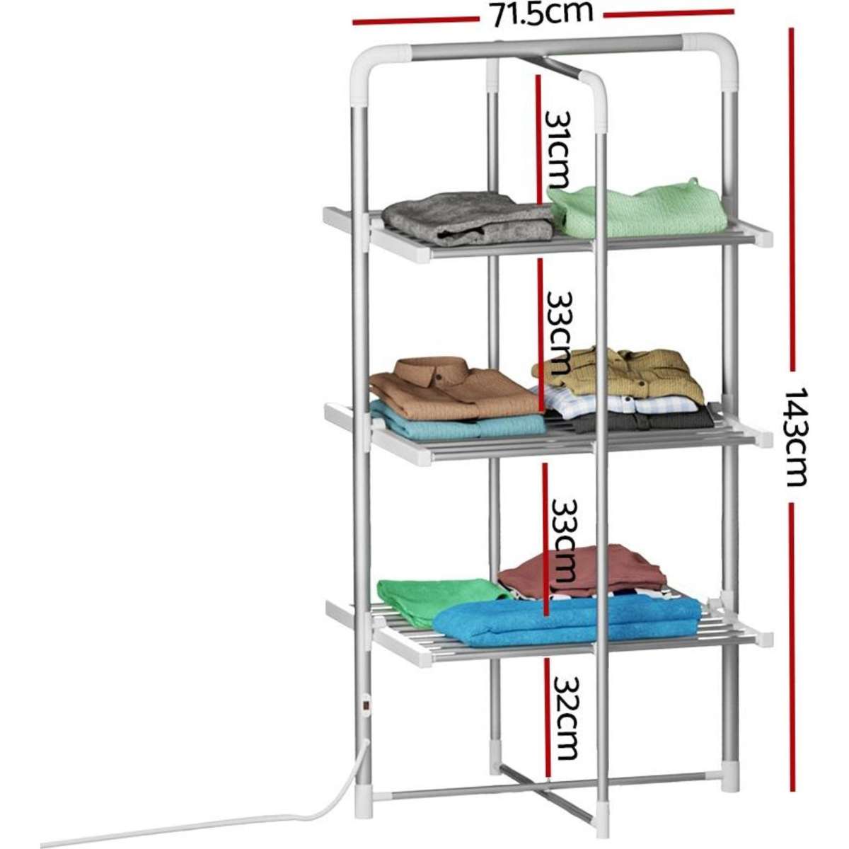 Devanti Electric Heated Towel Rail Rack 30 Bars Foldable Clothes Dry