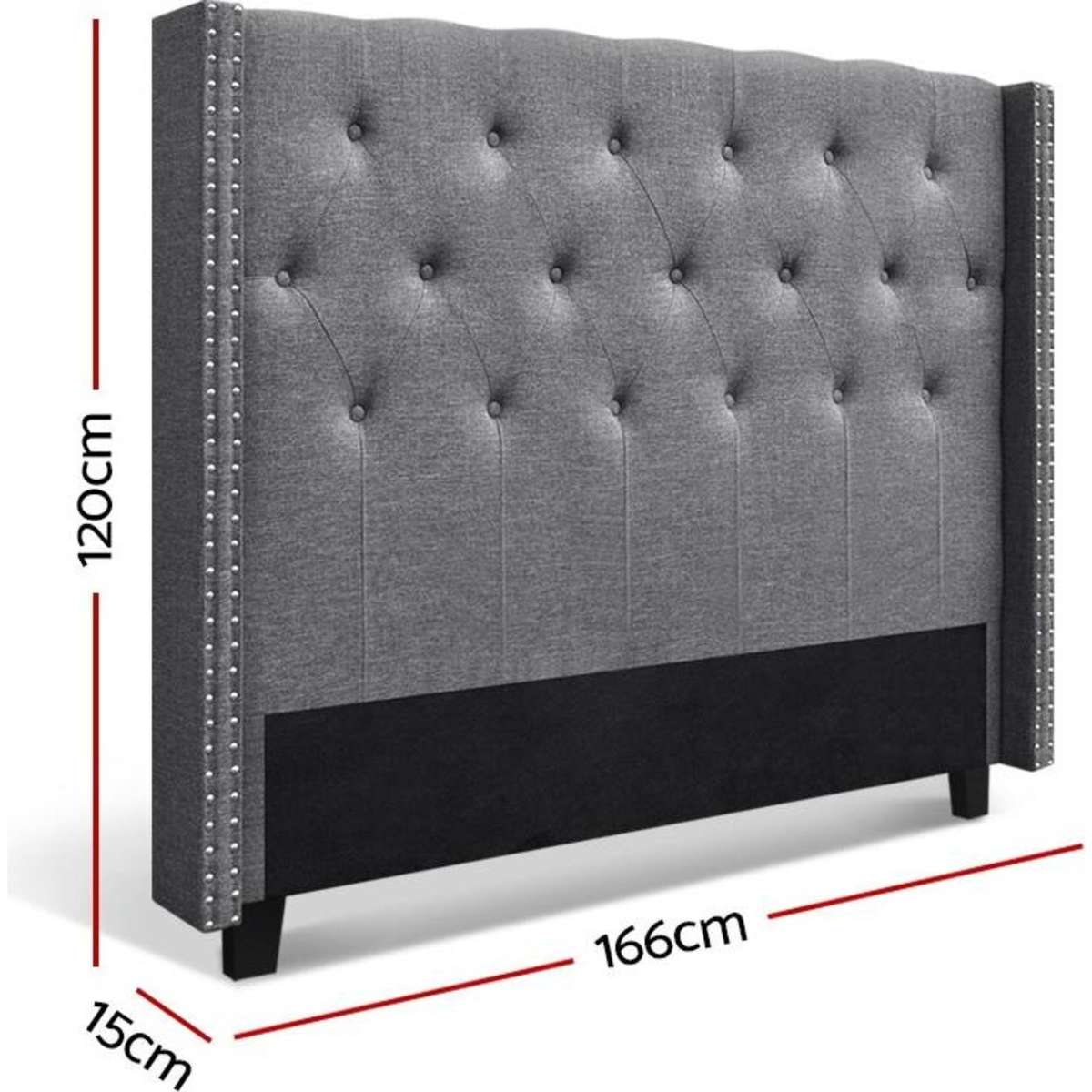 Artiss Bed Head Queen Size Fabric LUCA Grey Woolworths