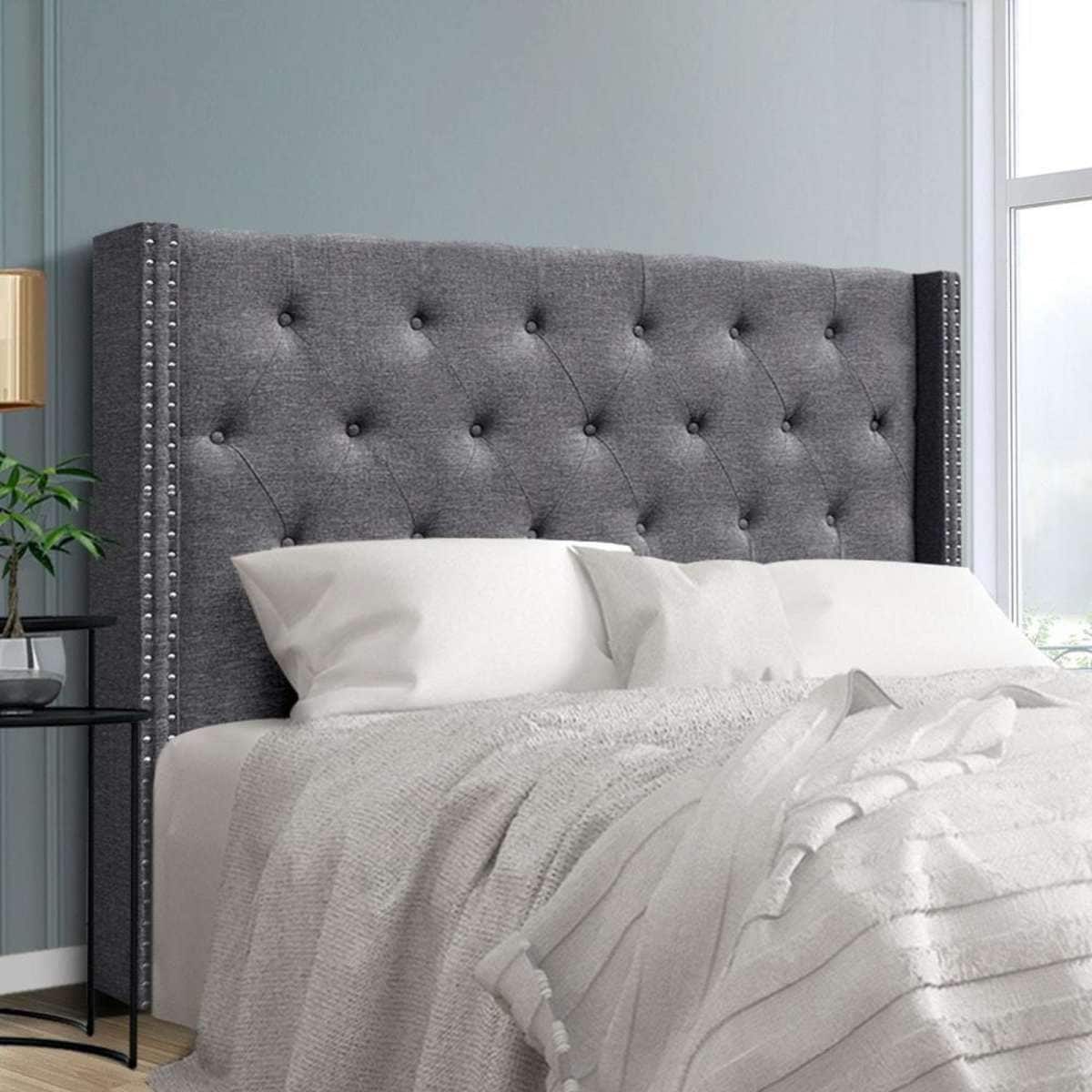 Artiss Bed Head Queen Size Fabric LUCA Grey Woolworths