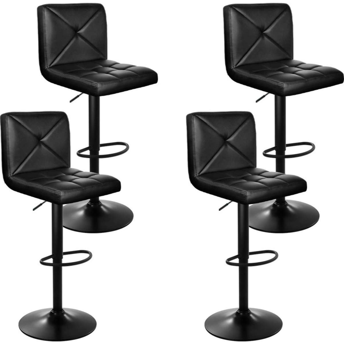 Artiss 4x Bar Stools Gas Lift Leather Chair Black Woolworths