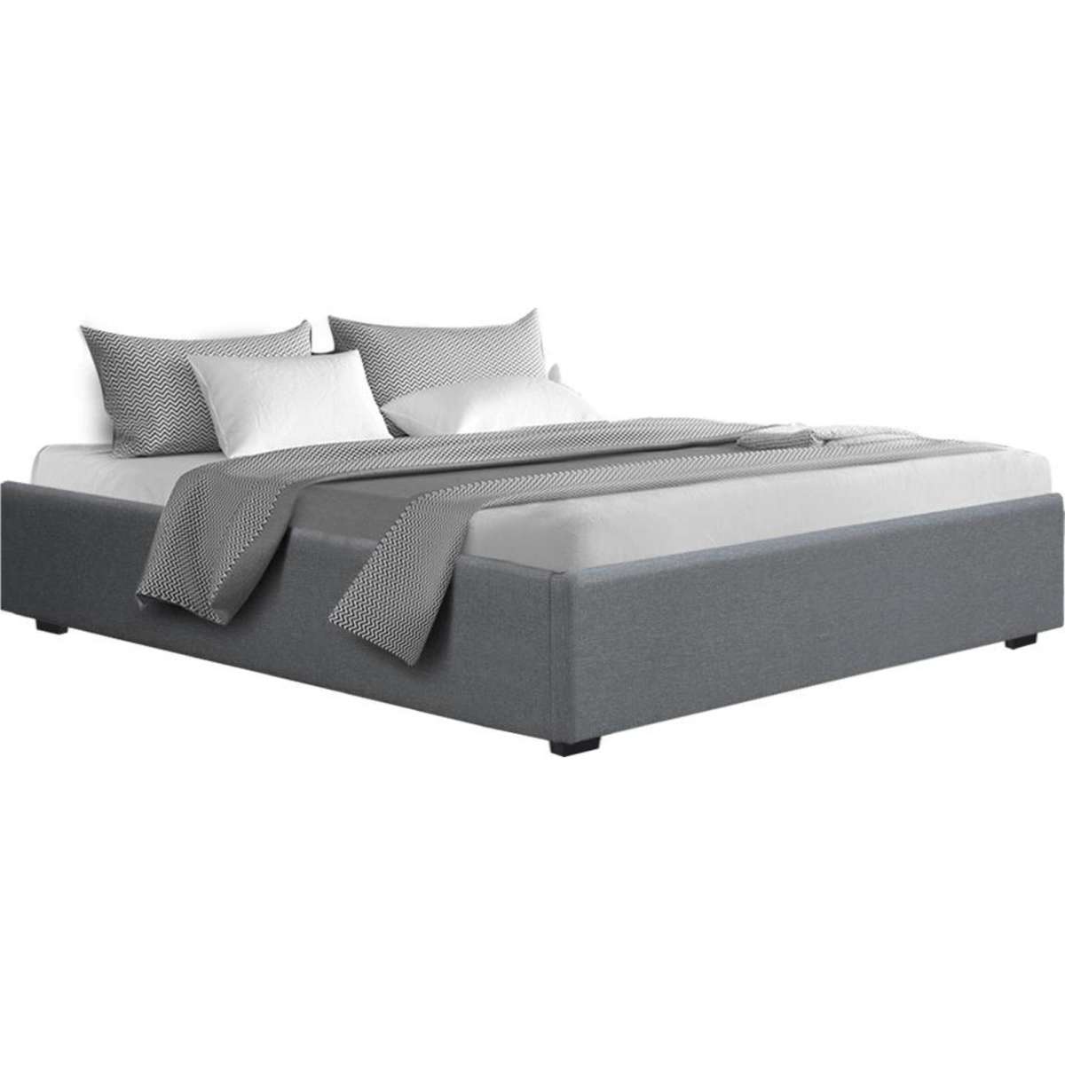 Artiss Bed Frame King Size Gas Lift Base Grey TOKI Woolworths