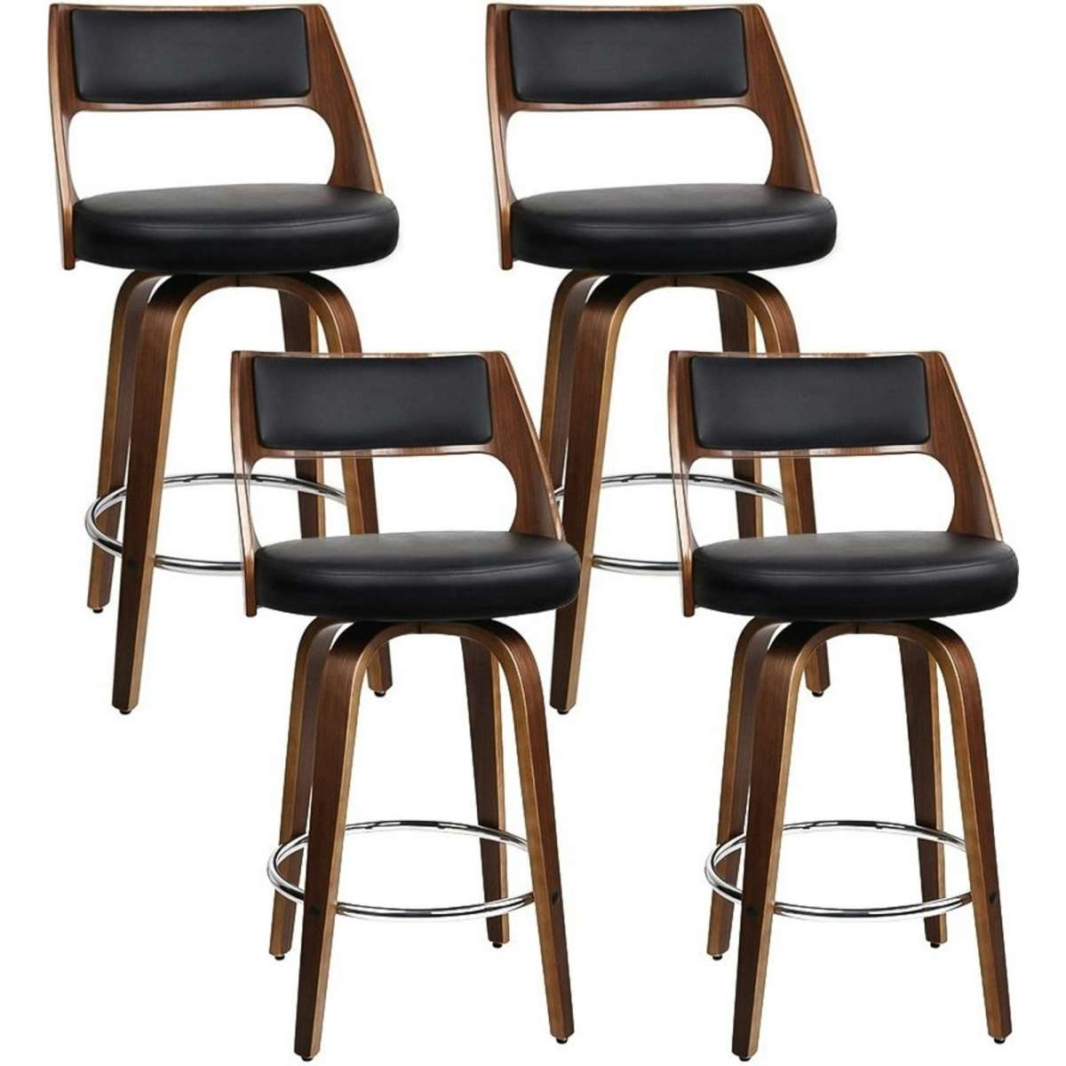 Artiss 4x Bar Stools Swivel Leather Chair 76cm Woolworths