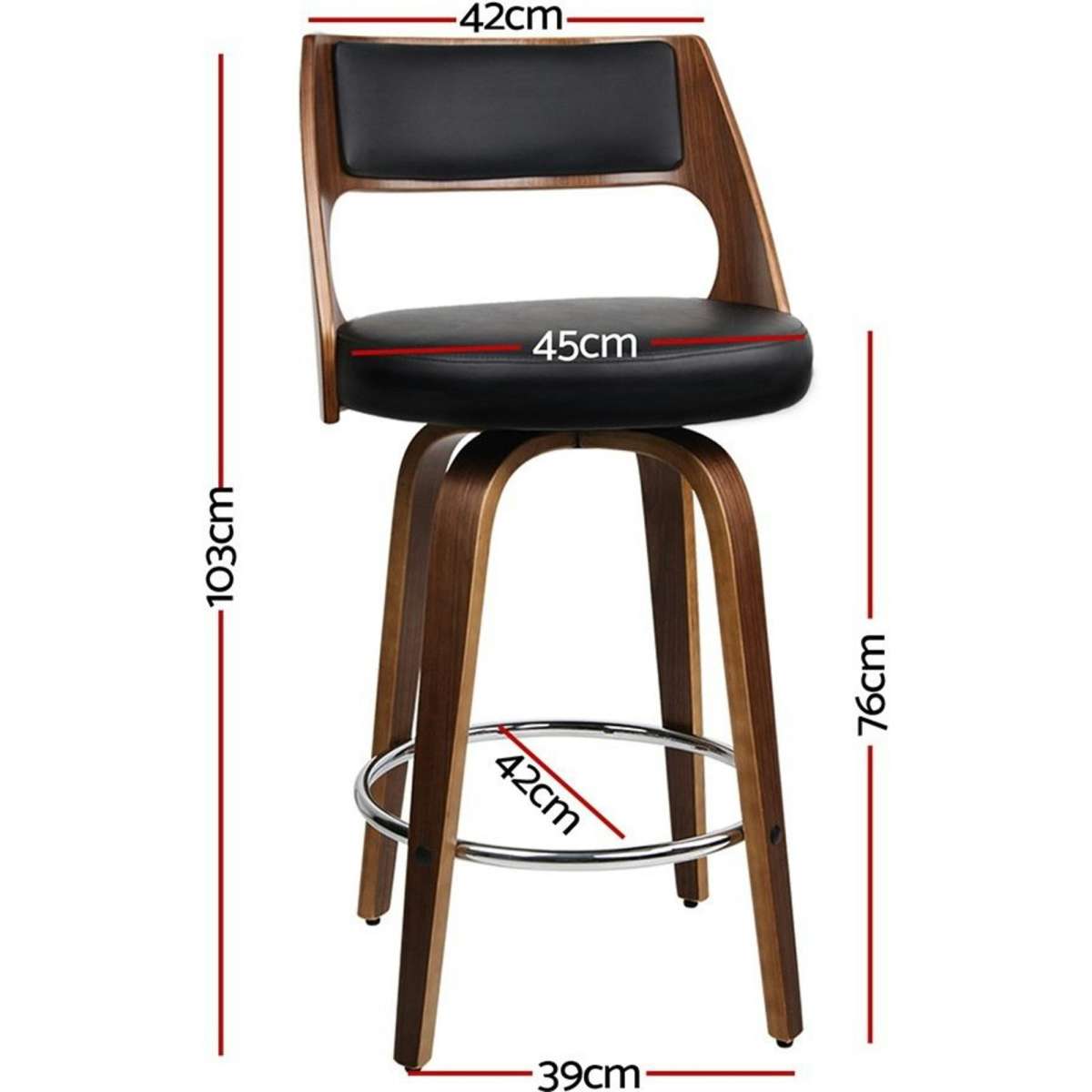 Artiss 4x Bar Stools Swivel Leather Chair 76cm Woolworths