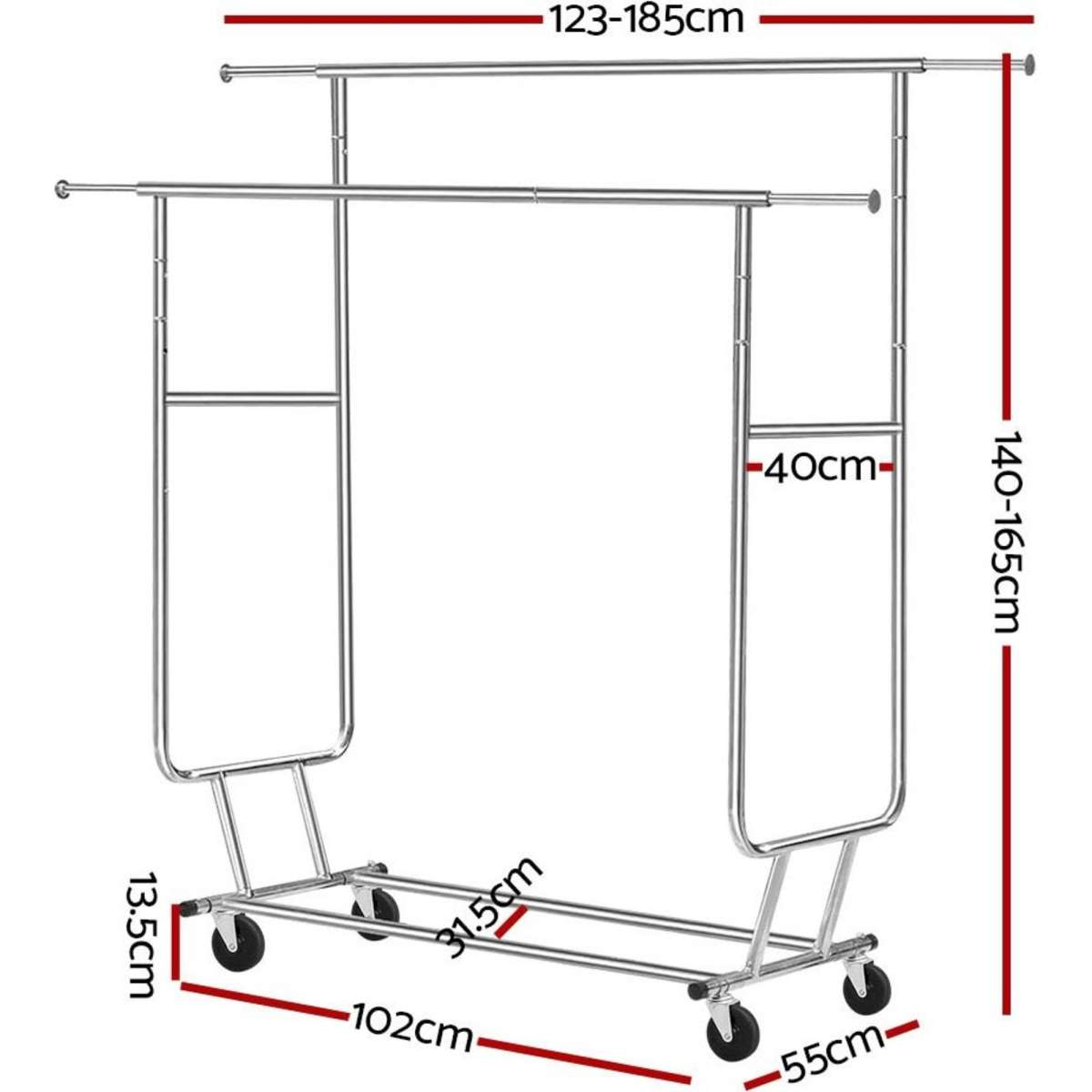 Artiss 6FT Double Rail Clothes Rack Coat Stand Adjustable Garment