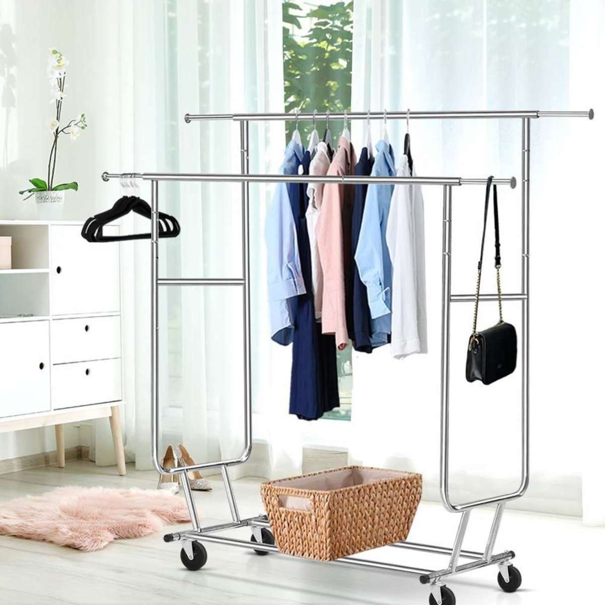 Artiss 6FT Double Rail Clothes Rack Coat Stand Adjustable Garment