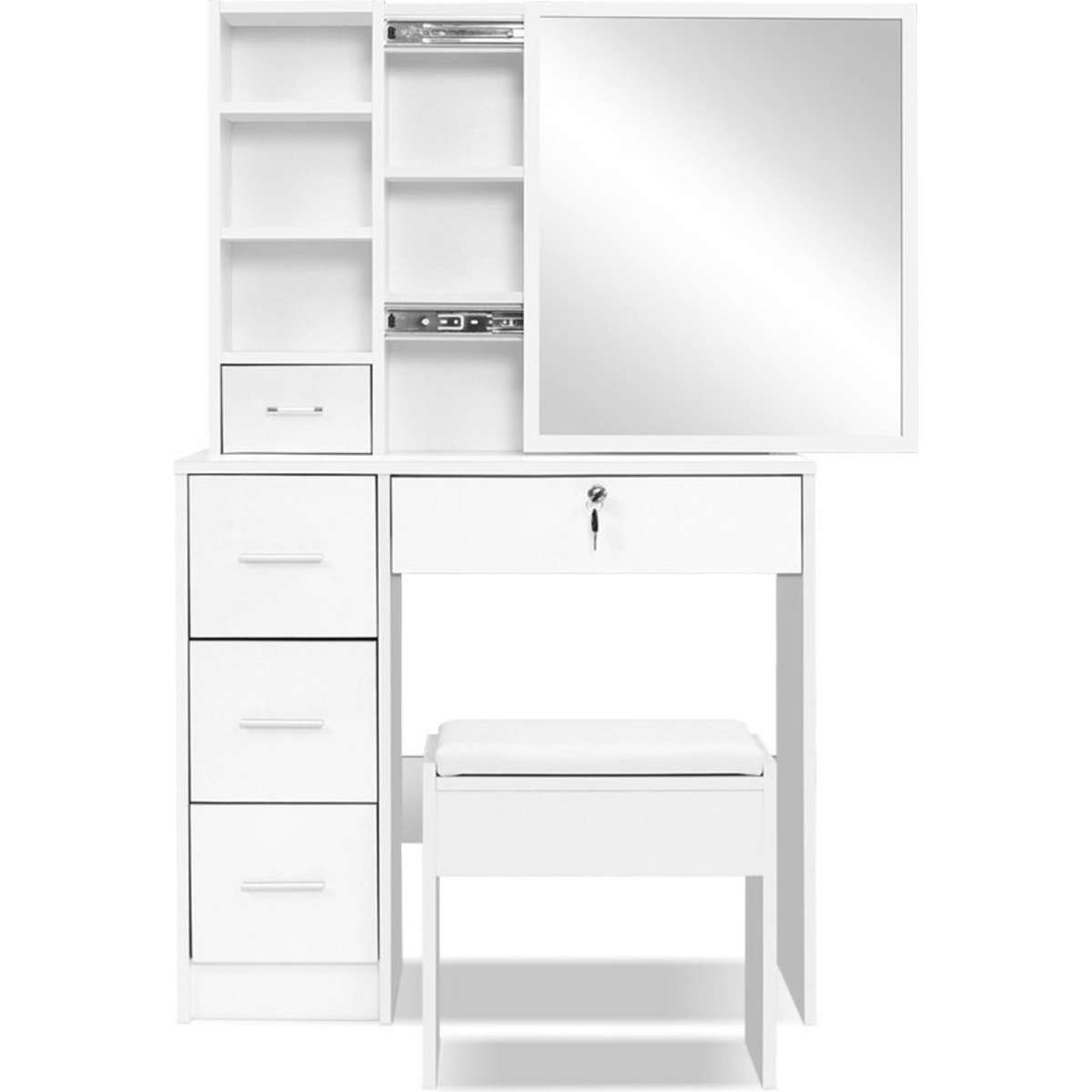 Artiss Dressing Table Stool Set Sliding Mirror White Diane Woolworths