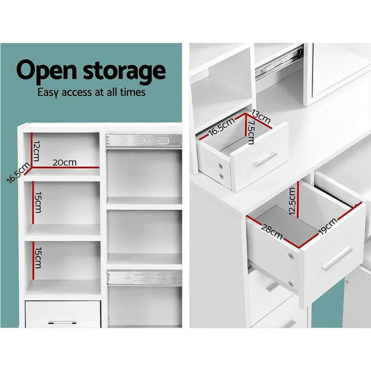 Artiss Dressing Table Stool Set Sliding Mirror White Diane Woolworths