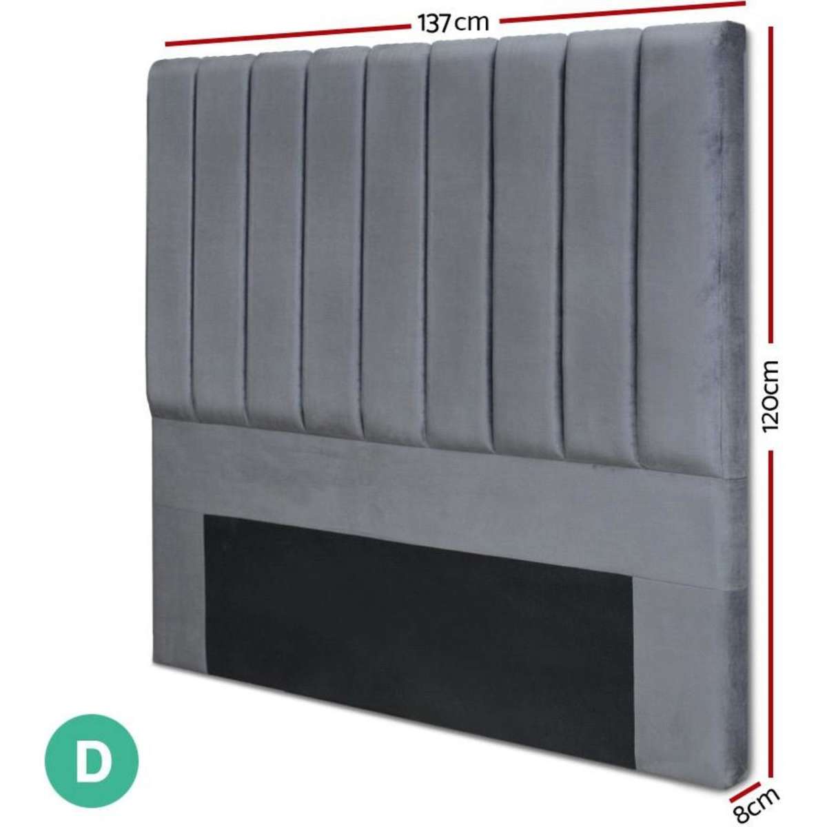 Artiss Bed Head Double Size Velvet VELA Grey Woolworths