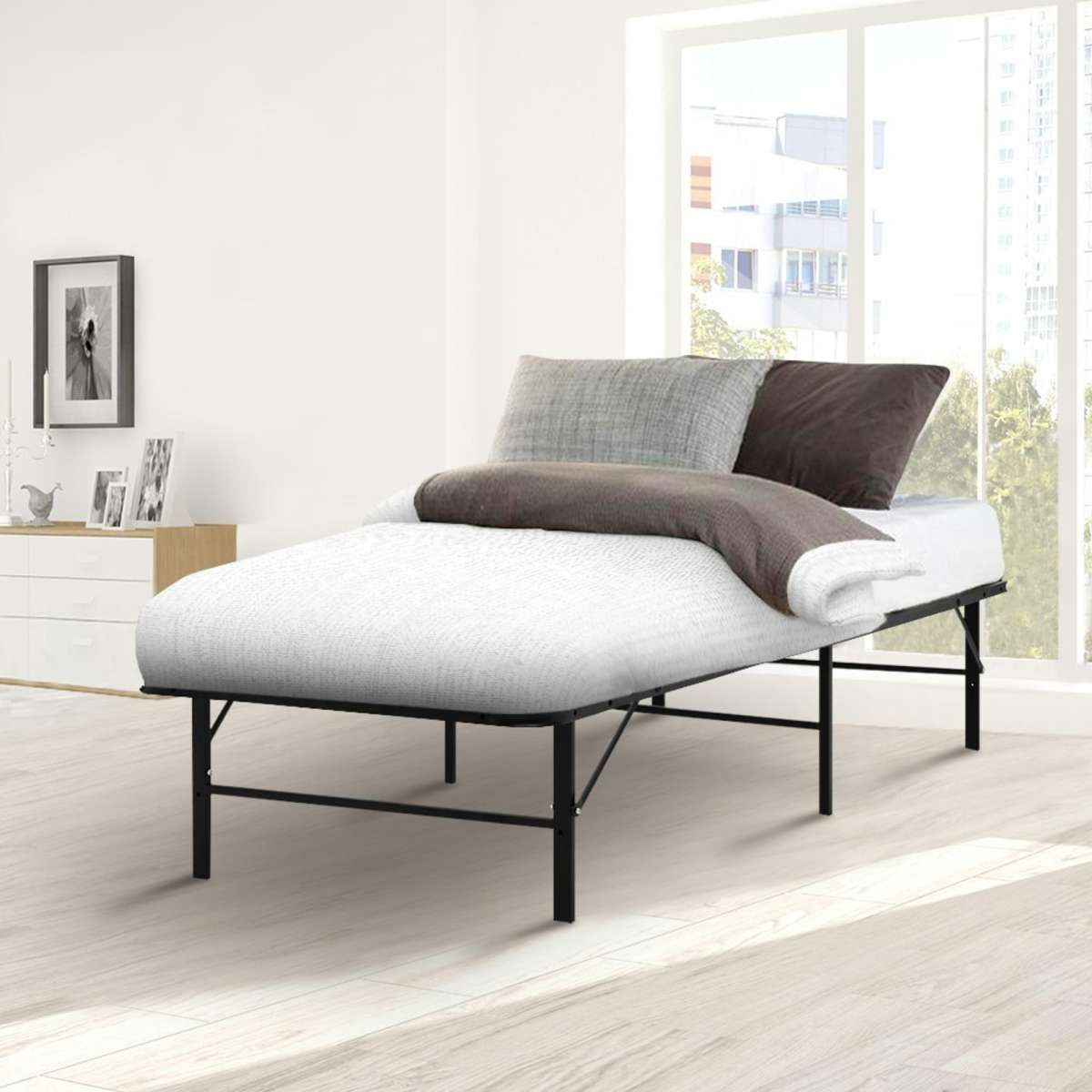 Artiss Folding Bed Frame Metal Base - King Single | Woolworths