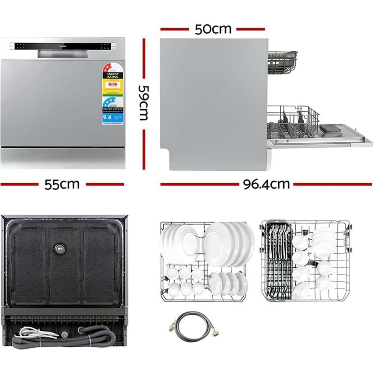 Devanti 8 Place Settings Benchtop Dishwasher Sliver Woolworths