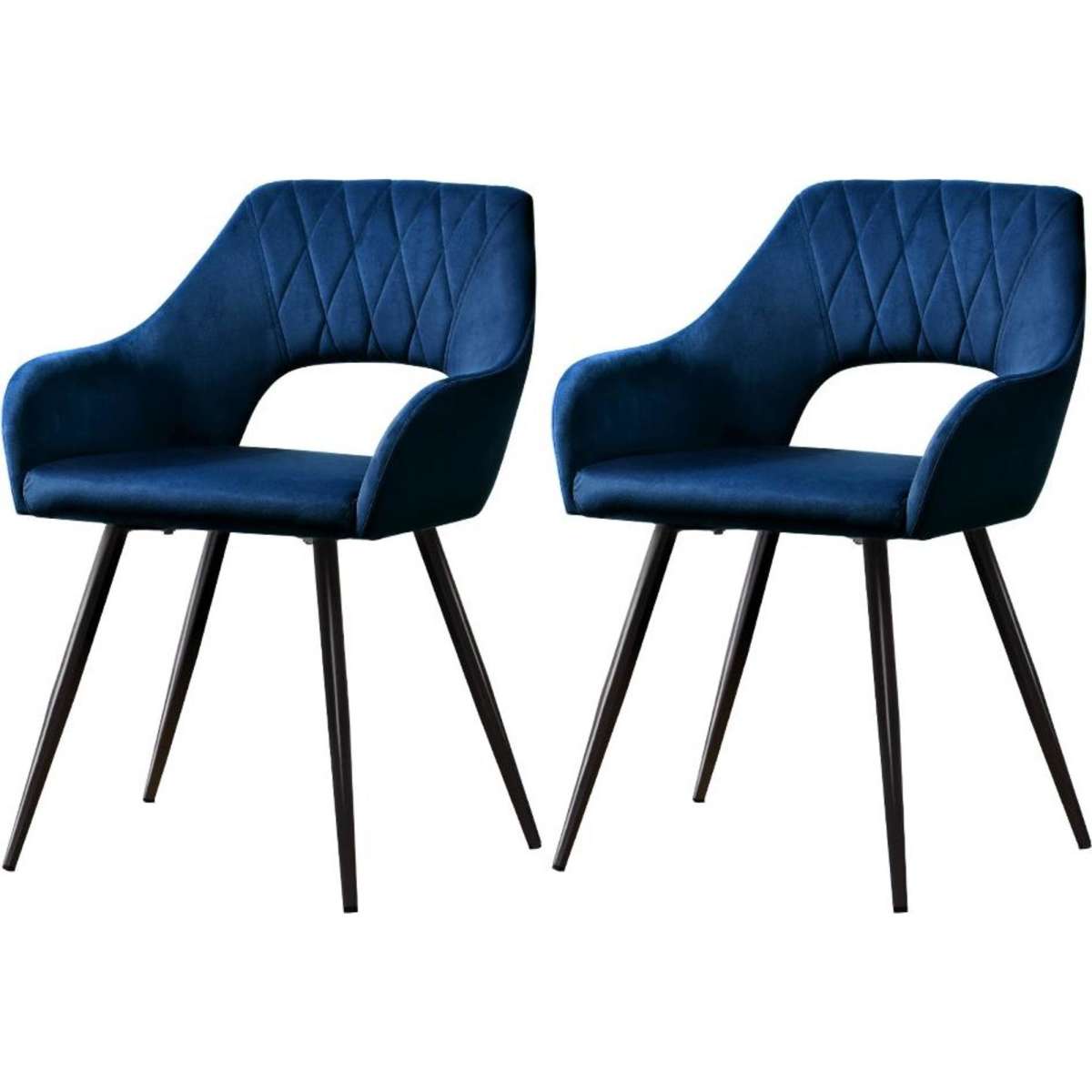 Artiss Dining Chairs Set of 2 Velvet Hollow Armchair Blue | Woolworths