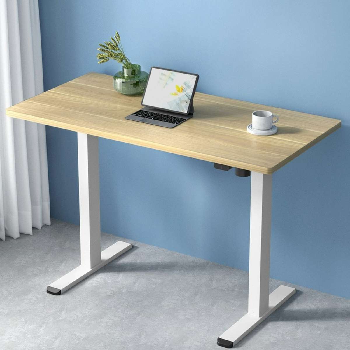 Artiss Electric Standing Desk White & Oak 140cm Woolworths