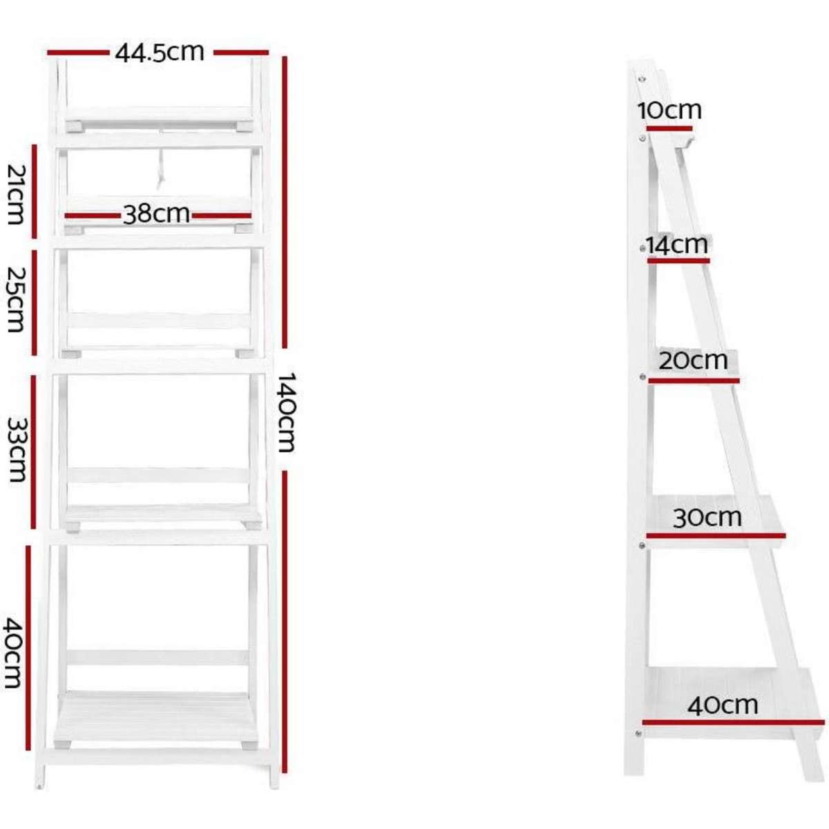 Artiss 5Tier Ladder Shelf Display Bookcase, Storage Stand White Woolworths