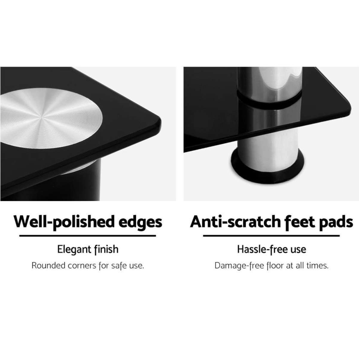 Artiss TV Stand 3 Tiers Storage Shelf Rack Tempered Glass Entertainment Unit Woolworths