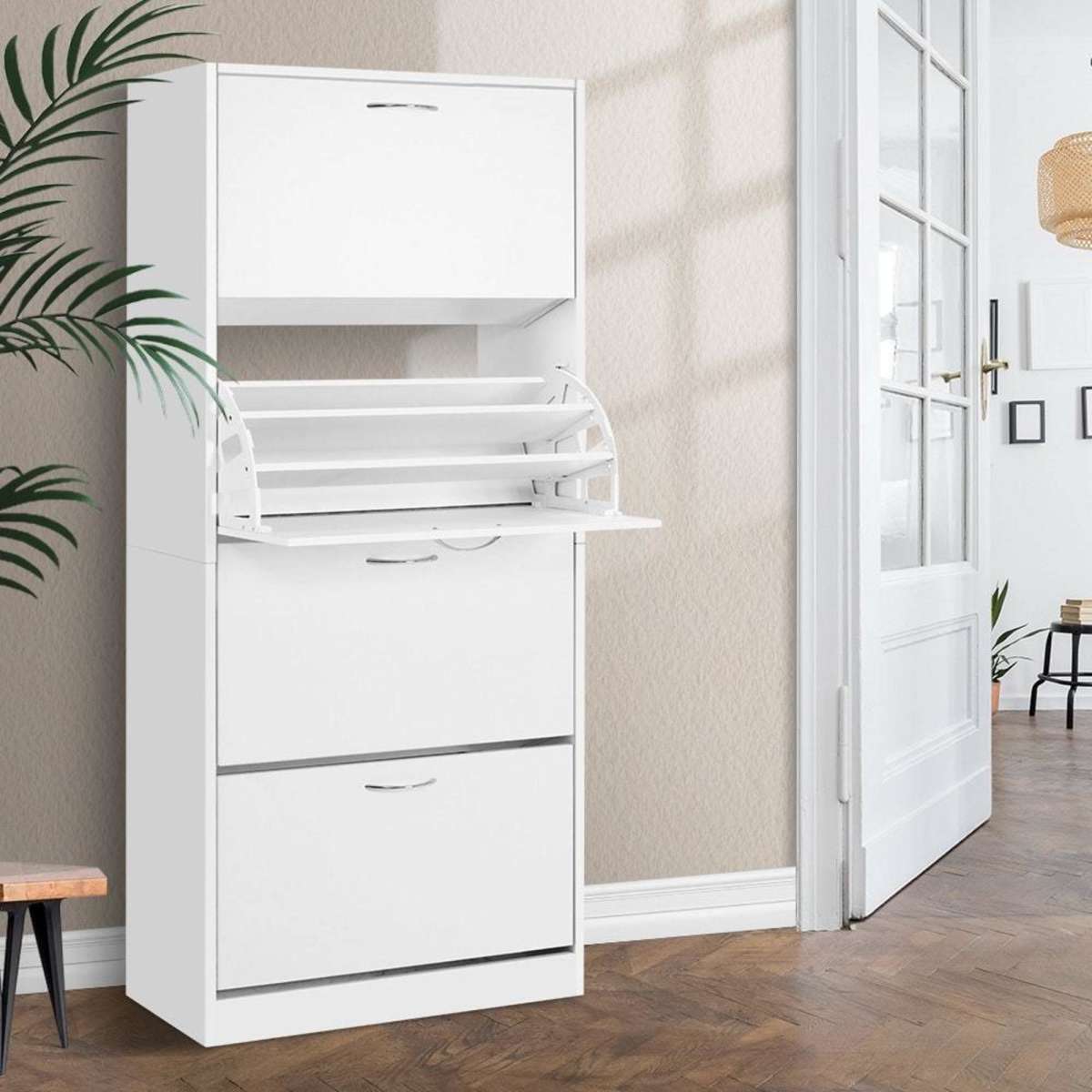 Artiss Shoe Rack Shoes Storage 60 Pairs 4 Doors White