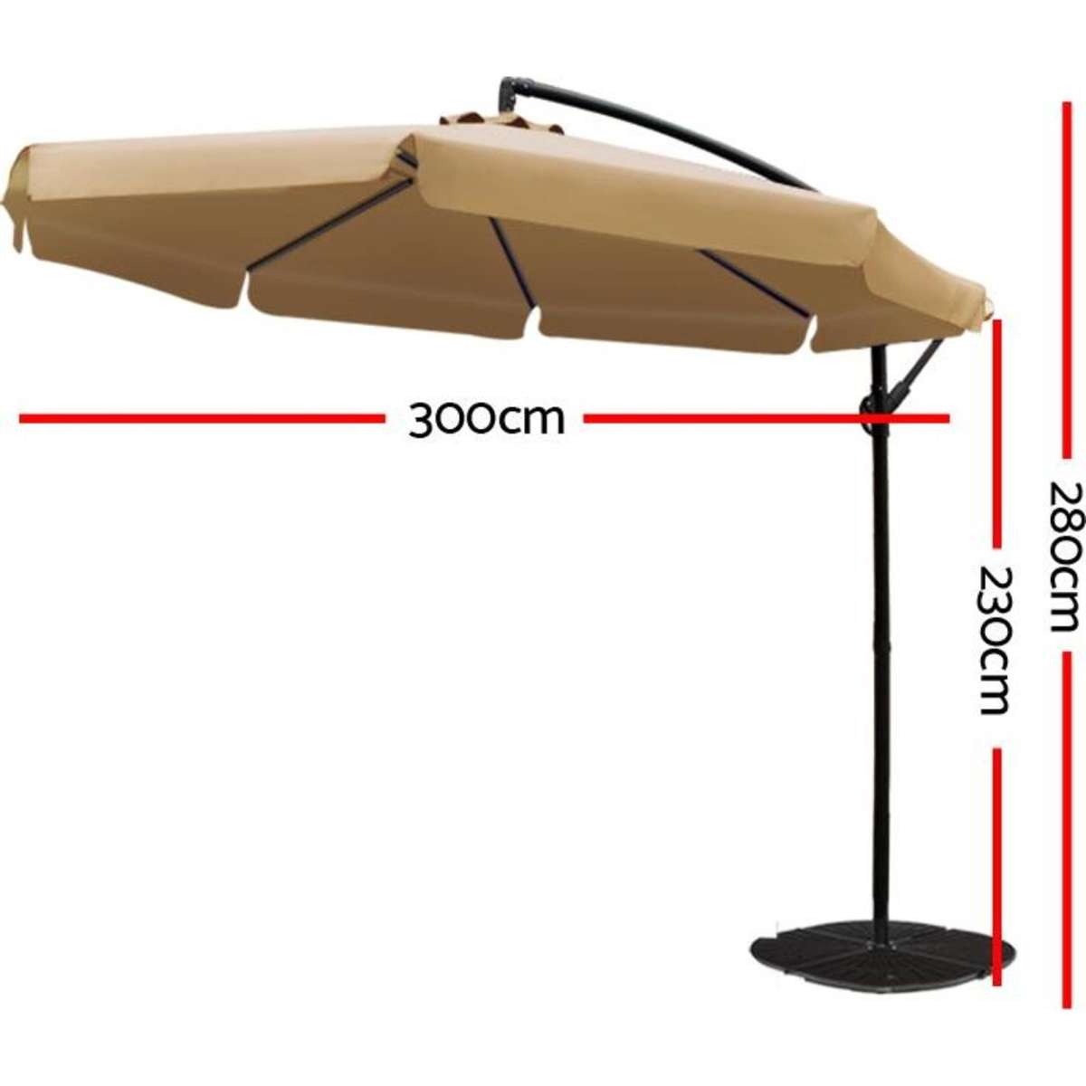 Instahut 3m Outdoor Umbrella Cantilever Garden Beach Patio Beige ...