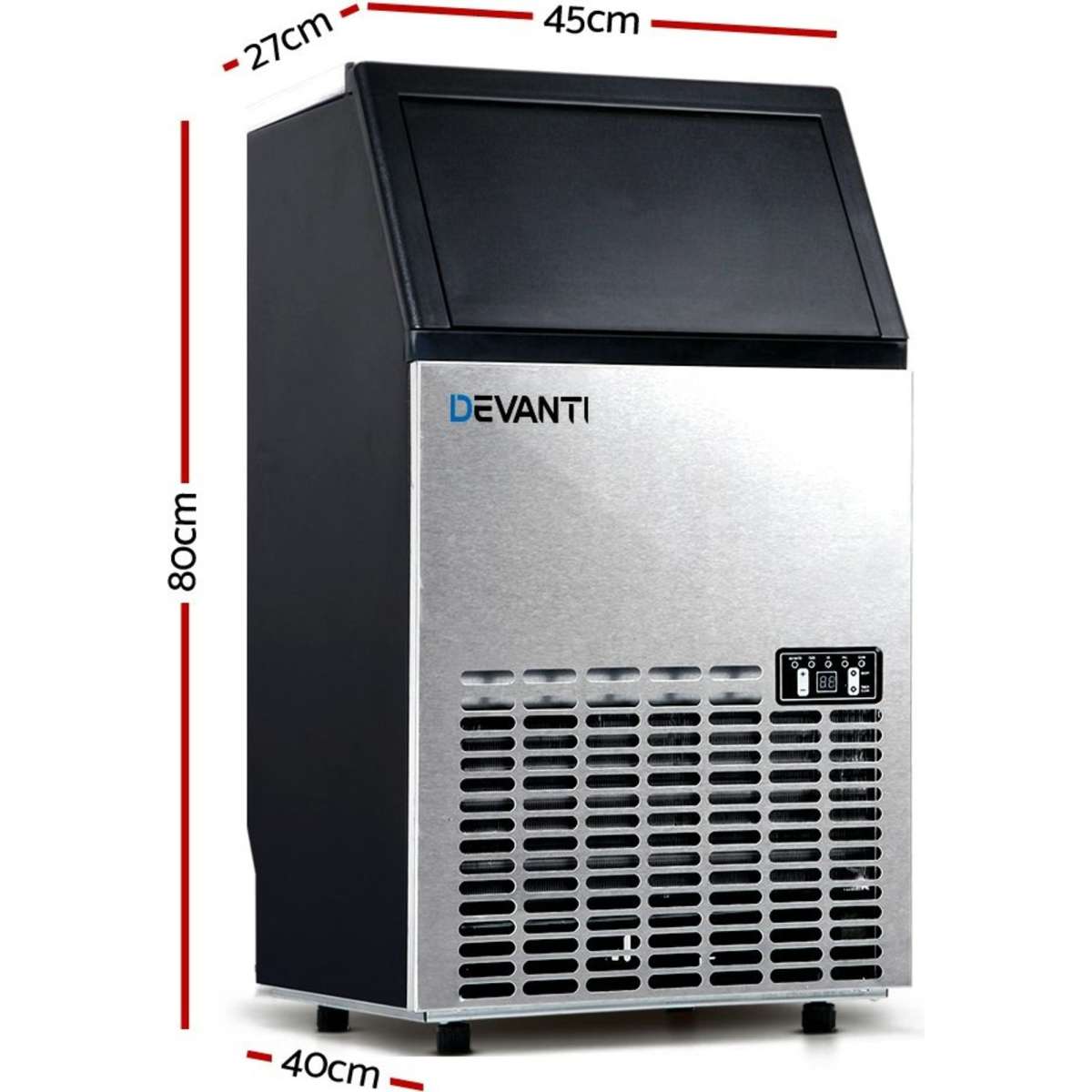 Devanti Commercial Ice Maker Machine Portable Ice Cube Tray Stainless Steel Woolworths