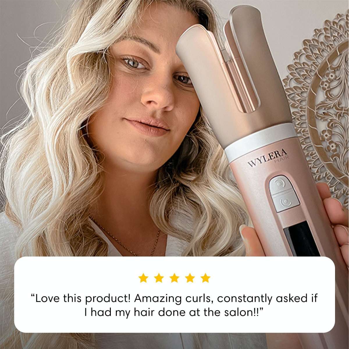 Wylera Hair Cordless Automatic Curler Dreamwave Ultra Rose Gold