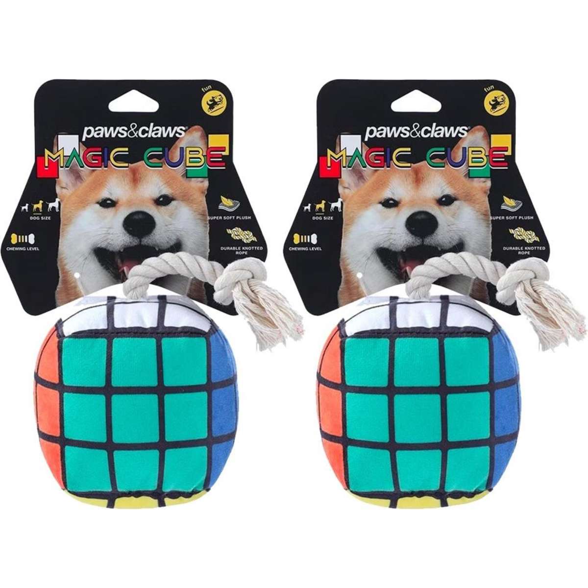 Paws And Claws Magic Cube Plush Pet Dog Toy w/ Rope - Small 2PK 11cm |  Woolworths