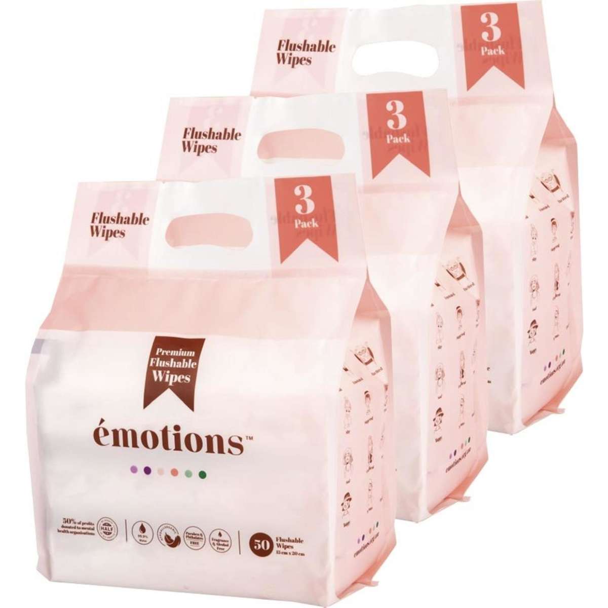 Emotions Flushable Toilet Wet Wipes 15x20cm 9PK 50pc Woolworths