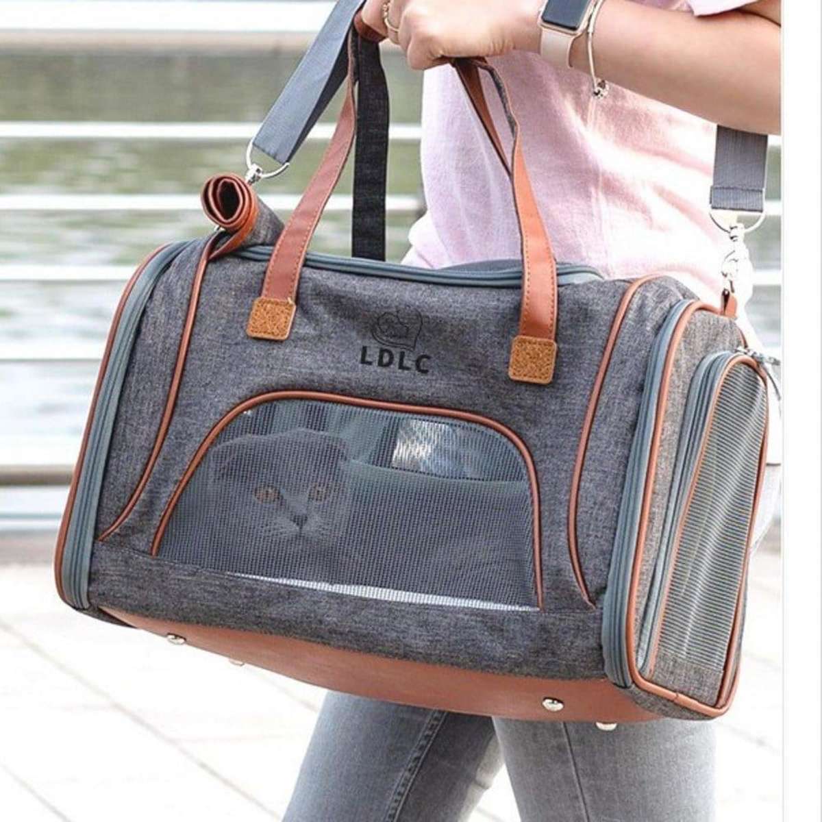 LDLC Foldable Luxury Airplane Approved Pet Carrier LighT Grey Woolworths