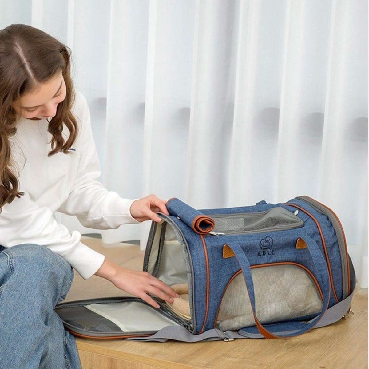 LDLC Foldable Luxury Airplane Approved Pet Carrier LighT Grey Woolworths